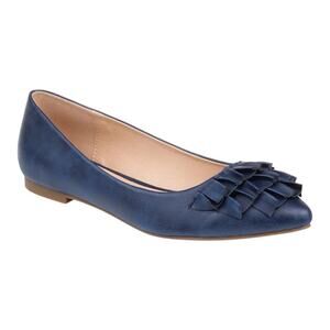 Journee Women's Judy Ruffled Ballet Flats Blue Size 7 1/2 W